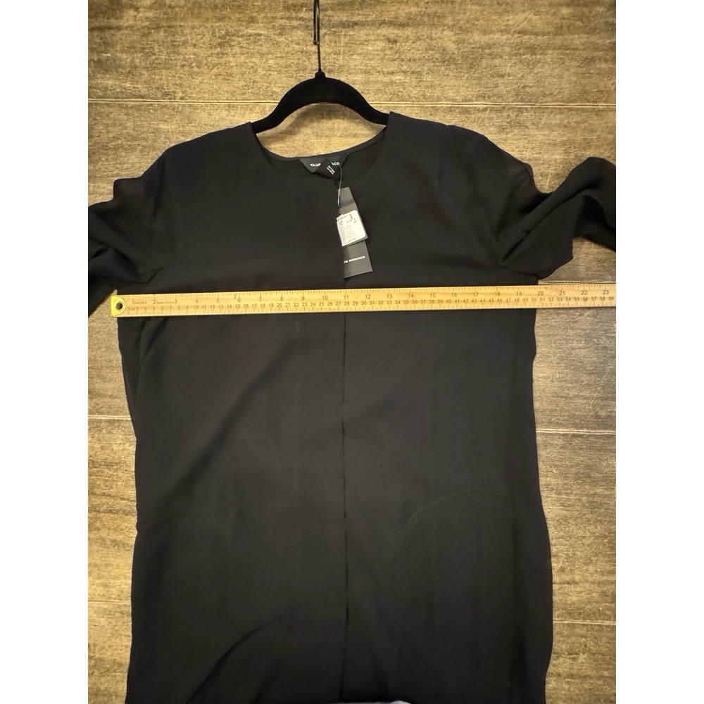 Club Monaco Sheer Long Sleeve Silk Shirtdress black size 0 NWT $229 Belted - Picture 11 of 13